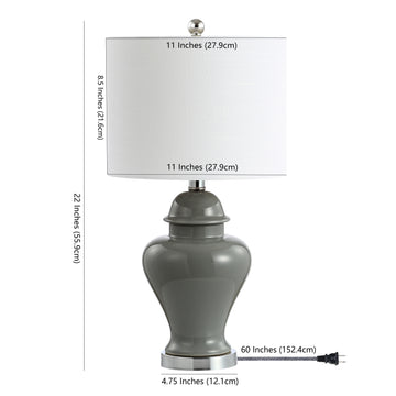 Qin 22" Ceramic/Iron Classic Cottage LED Table Lamp - JONATHAN Y